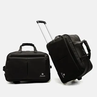 【悅生活】拉桿包 拉桿袋 登機袋 24吋登機拉桿旅行袋 經典細格紋 黑色(行李箱 購物車 GoTrip 微旅行)