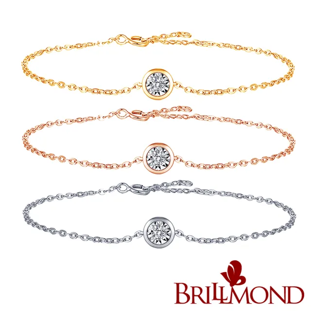 【BRILLMOND JEWELRY】天然鑽石手鍊 18K金 經典閃耀(18K金三色選)