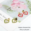 【Anpan】925銀針韓東大門LOVELY浪漫愛心鑲鑽耳環-綠色