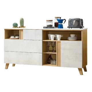 【WAKUHOME 瓦酷家具】JOYE清水模風格5.3尺石面餐櫃