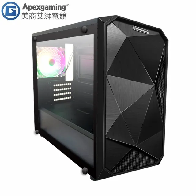 【Apexgaming 美商艾湃電競】K1 王牌鑽石 鋼化玻璃透側 機殼-黑色(首利出品/GPU-38cm/CPU-16cm)