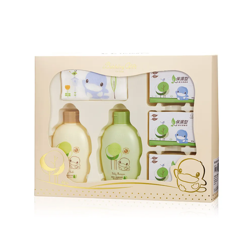【KU.KU. 酷咕鴨】酪梨燕麥嬰兒沐浴禮盒8件組(彌月禮盒)
