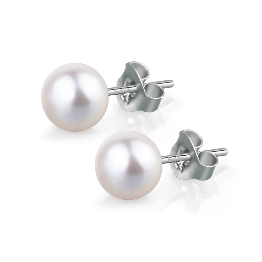 【KATROY】天然珍珠．母親節禮物．純銀耳環(6.0 - 7.0 mm)