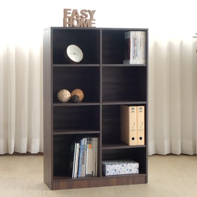 【EASY HOME】台灣製 -E1板材加厚八格開放式收納書櫃-雙色可選(書架 收納櫃 置物櫃 空櫃)