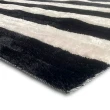 【山德力】凱伊地毯200X290cm黑白紋(長毛 溫暖)