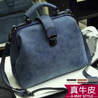 【Amay Style 艾美時尚】女包 肩背包 真皮輕量手提肩背復古 醫生包(7色.現貨+預購)