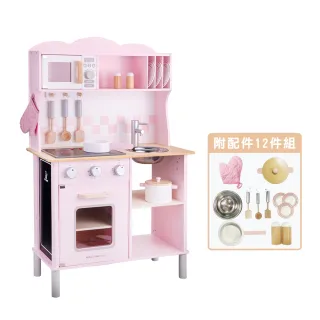 【New Classic Toys】聲光小主廚木製廚房玩具- 11067(櫻花粉-含配件12件)
