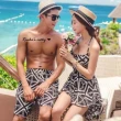 【AS 梨卡】泳衣 泳裝 沙灘褲 情侶款 男款 泡湯溫泉材質可下水泳褲Q6010-1