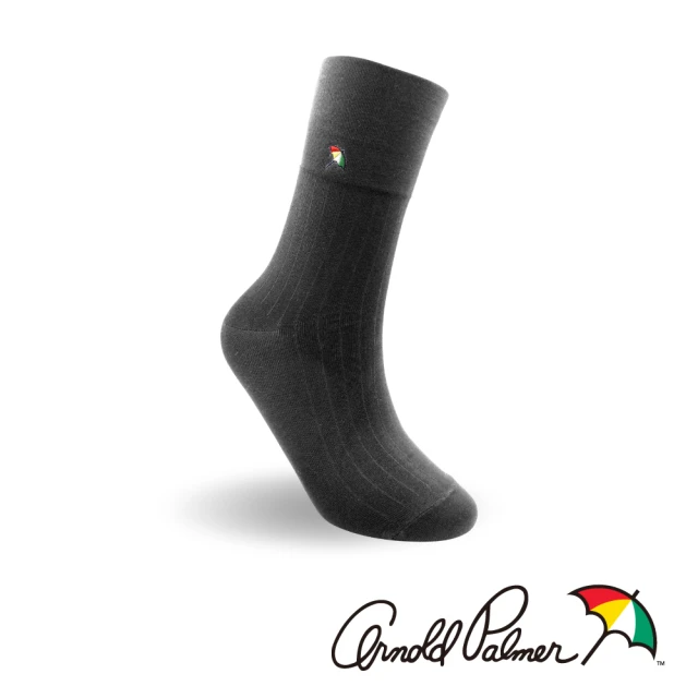 【Arnold Palmer】純色簡約寬口紳士襪-深灰(紳士襪/男襪/長襪)