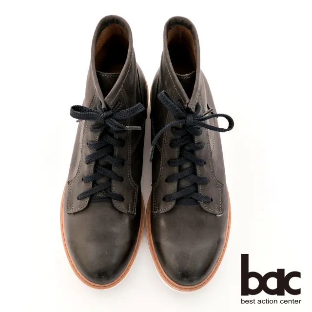 【bac】中性時尚擦色綁帶短靴(黑)