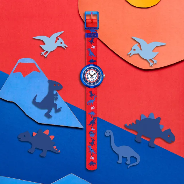 【Flik Flak】兒童手錶 侏儸紀公園 DINOSAURITOS 兒童錶 編織錶帶 瑞士錶 錶(31.85mm)
