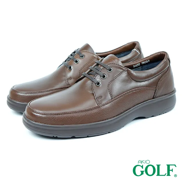 【Golf】舒適輕量頂級牛皮綁帶氣墊休閒皮鞋(棕色 GF3402-BR)
