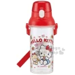【小禮堂】HELLO KITTY  日本製透明直飲水壺附背帶《紅.吃餅乾》480ml.水瓶.兒童水壺 凱蒂貓