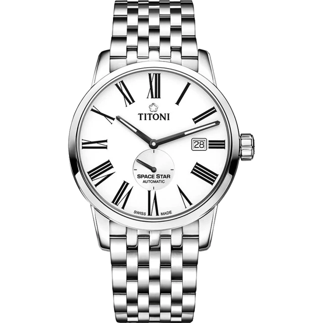 【TITONI 梅花錶】天星系列機械錶-銀/40mm(83638 S-608)