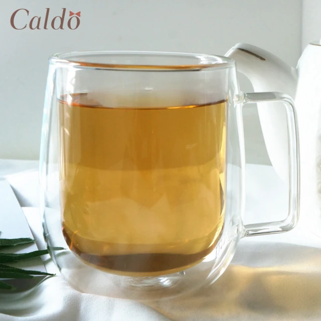 Caldo 卡朵生活 慢活雙層隔熱有柄玻璃杯400ml