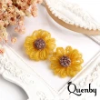 【Quenby】925純銀 黃雛菊毛球誇張貼貼耳環/耳針(耳環/配件/交換禮物)