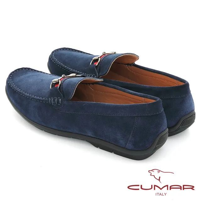 【CUMAR】時尚樂活 經典造型真皮帆船鞋(藍色)