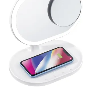 【Momax】Q.Led Mirror 化妝鏡&無線充電&藍牙音箱QL3(無線充電+藍牙喇叭+化妝鏡)