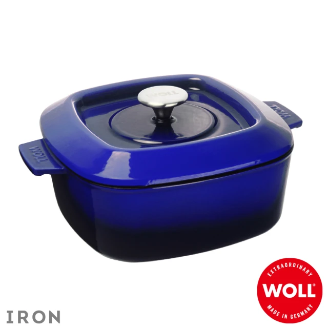 【Woll】德國歐爾-IRON 24cm方型鑄鐵鍋(藍)
