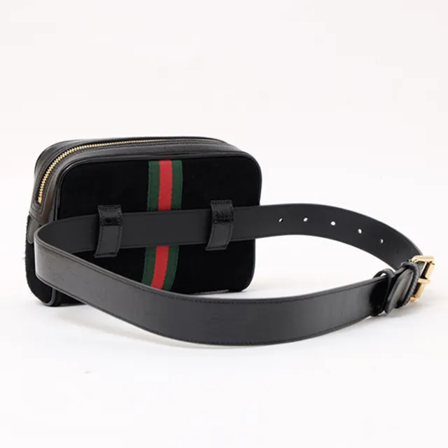 【GUCCI 古馳】GG Supreme 經典Ophidia 絨面 腰包肩背/胸背包 腰包 黑色 85公分(肩背 胸背包 腰包 85公分)