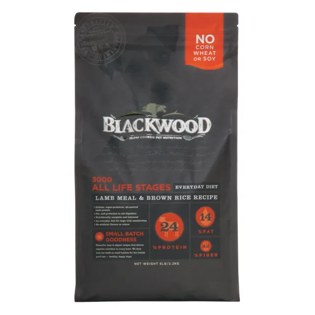 【BLACKWOOD 柏萊富】特調全齡犬配方-5磅(羊肉+糙米+雞肉)