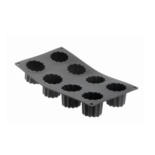 【de Buyer 畢耶】『黑軟矽膠模系列』8格法式可麗露烤模