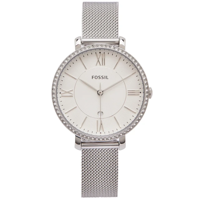 【FOSSIL】鑽鑲優雅風米蘭帶錶帶手錶-白面X銀色/36mm(ES4627)