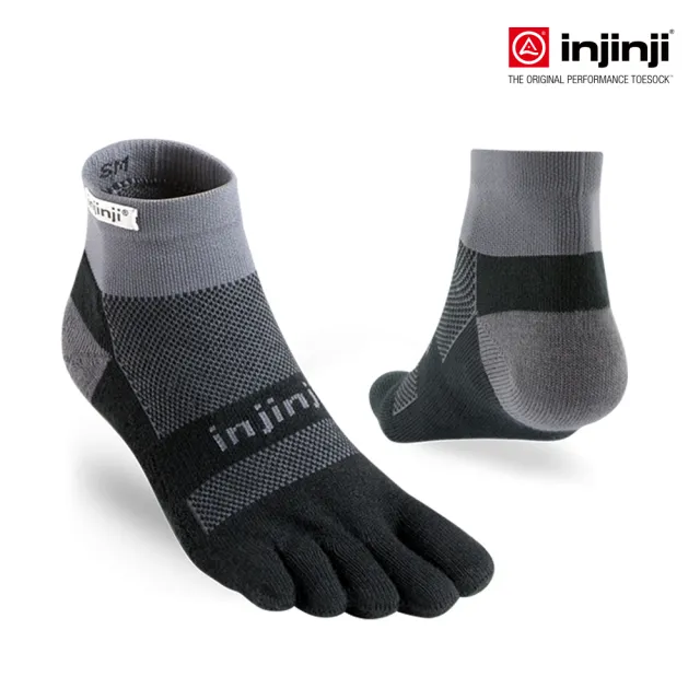 【Injinji】Run避震吸排五趾短襪FX(黑灰)NAA4895(避震款/五趾襪/短襪/運動襪/慢跑襪/中性款)