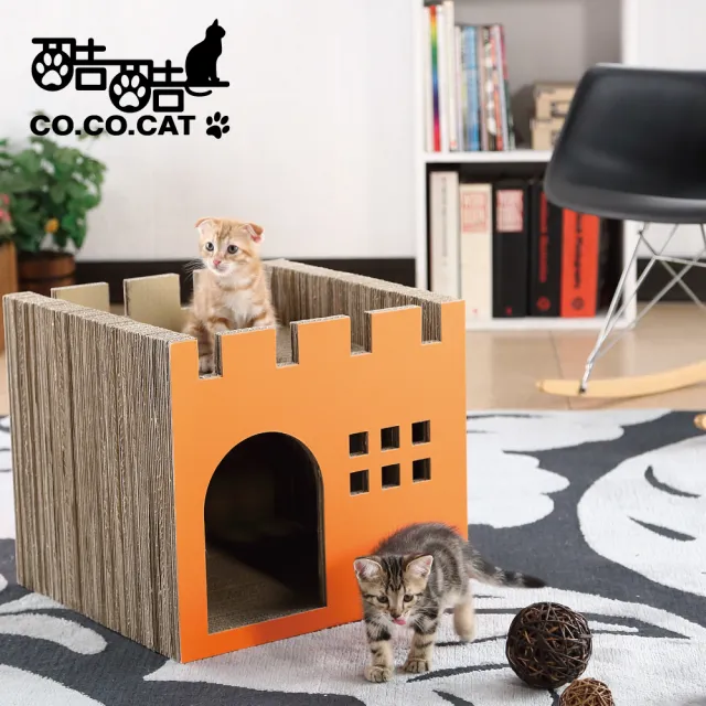 【Co.Co.Cat 酷酷貓】豪華城堡-100%台灣製紙箱貓抓板(隨機不挑色)