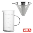 【MILA】不鏽鋼咖啡濾網+玻璃量杯650ml(超值優惠組)