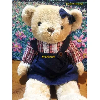【TEDDY HOUSE 泰迪熊】泰迪熊玩偶公仔絨毛娃娃紅格牛仔女泰迪熊大
