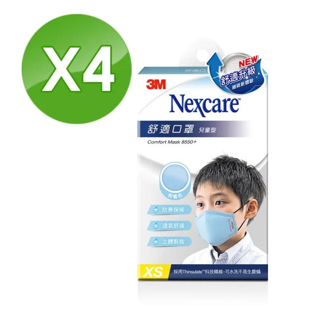 【3M】Nexcare舒適口罩升級款-兒童-粉藍*4包組