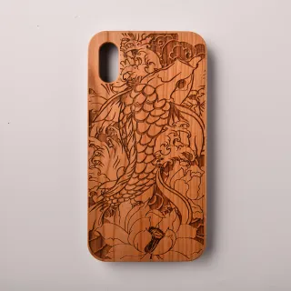 【Woodu】iPhone X/XS Max/XR 實木浮雕 莫內花池 手機殼(耐摔 防震 緩衝 保護殼 木製硬殼)