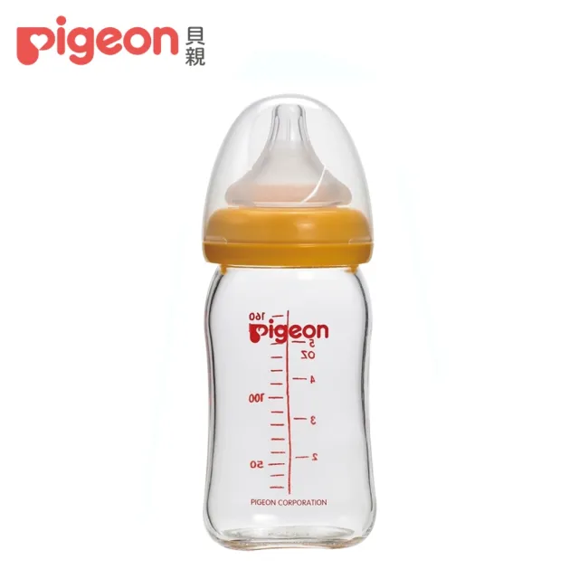 【Pigeon 貝親】寬口母乳實感玻璃奶瓶160ml(4色)