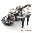 【CUMAR】鏤空鑽飾防水台高跟涼鞋(黑彩)