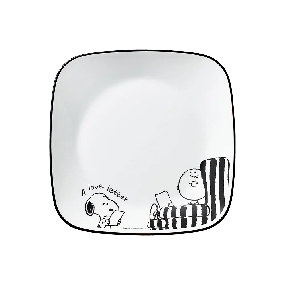 【CORELLE 康寧餐具】SNOOPY 復刻黑白方形8吋午餐盤(2211)