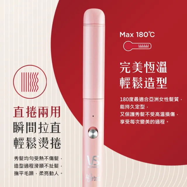 【VS 沙宣】迷你16mm負離子陶瓷直捲兩用造型器(VSCS0110PIW)