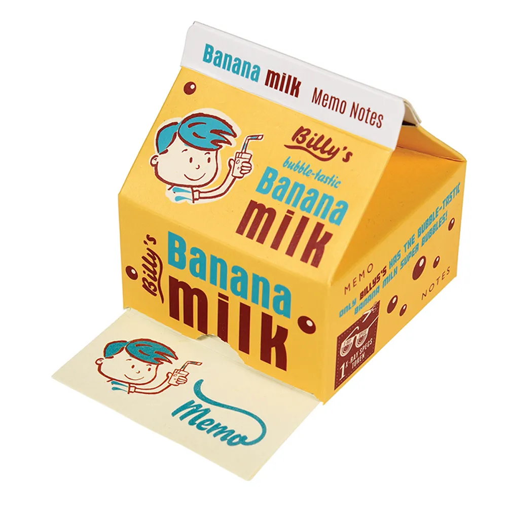 【Rex London】牛奶盒造型便條紙_香蕉牛奶(RL27425)