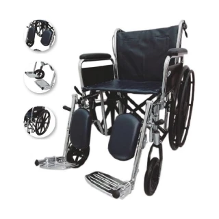 【海夫健康生活館】FZK 鐵製 電鍍 骨科腳 22吋座寬 輪椅(FZK-150)