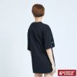 【5th STREET】女寬長版織帶短袖T恤-黑色