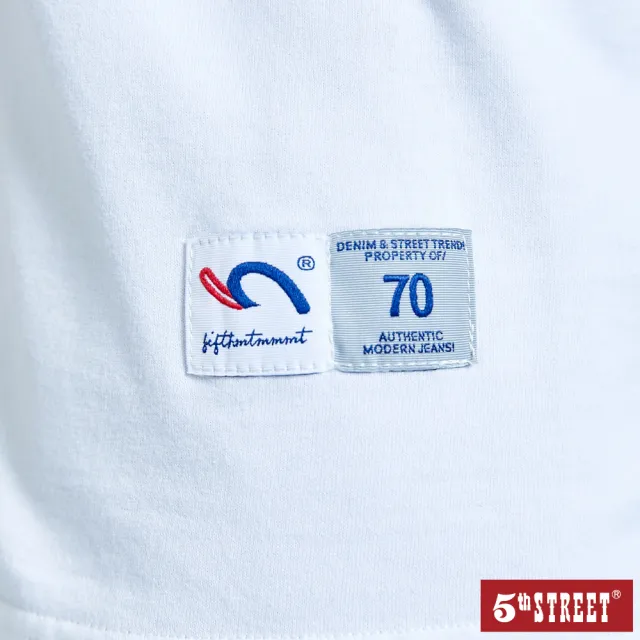 【5th STREET】男特殊剪裁短袖T恤-米白