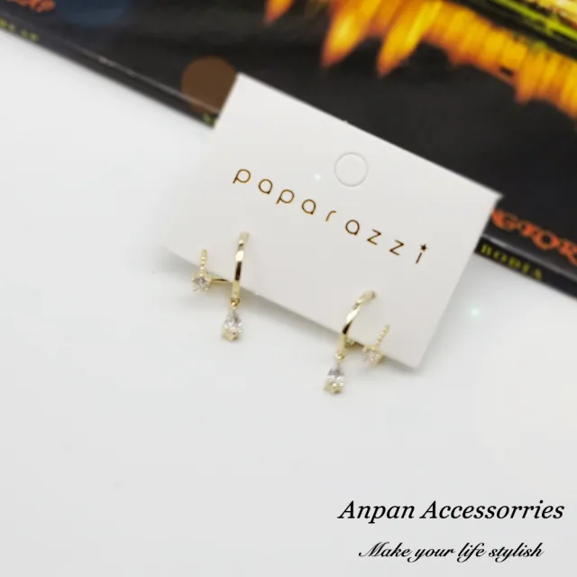 【Anpan】韓東大門925銀耳針式雙弧圈水鑽耳環