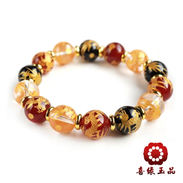 【喜緣玉品】龍天護佑 莊嚴金雕 寶石念珠