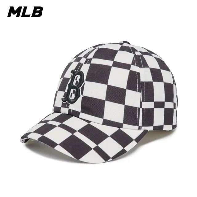 【MLB】可調式軟頂棒球帽 Checkerboard系列 波士頓紅襪隊(3ACPCC13N-43BKS)