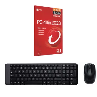 【PC-cillin 】超值組 2023 防毒版 3年1台(不退換貨)+羅技MK220 無線鍵盤滑鼠組