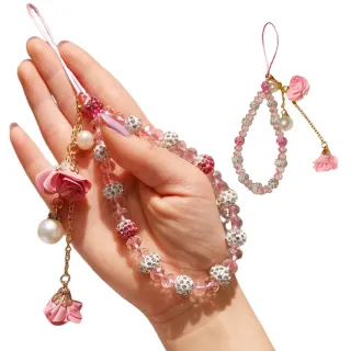 【帶著走】ins韓系水晶珠手機編織掛繩(尼龍纖維 通用 時尚 防丟掛繩 手腕繩 手機掛 