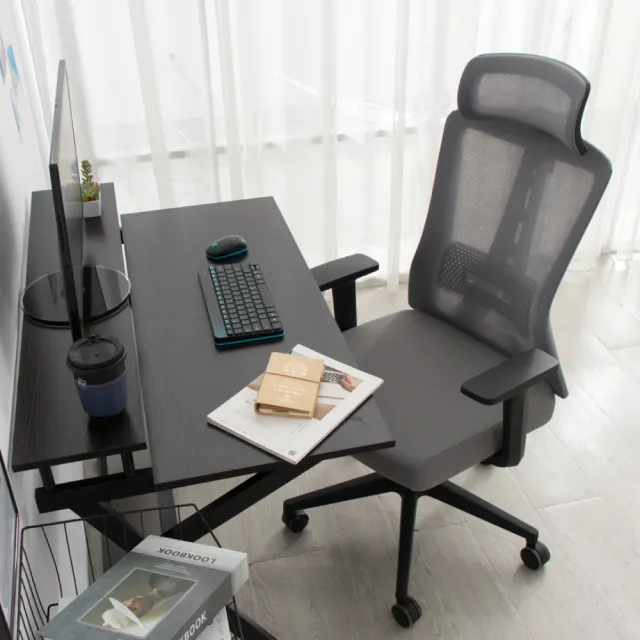 【IDEA】大款100CM鐵木Z型加高仿木雙層電腦桌/辦公桌(書桌)
