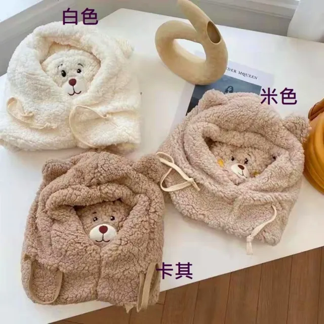 【Emi 艾迷】可愛小熊口罩帽保暖防風帽子護耳圍脖(冬季 生日禮物)