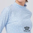 【KING GOLF】速達-網路獨賣款-女款滿版點點印圖LOGO燙標輕刷毛小立領長袖內搭衣(淺藍)