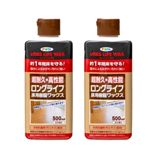 【日本Asahipen】超耐久水性樹脂地板蠟 500ML 二入 送海綿拖把(石英磚 木地板 塑膠地板 PVC地板 除蠟劑)